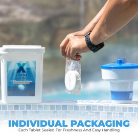 Xtremeclear 3-Inch Chlorine Tablets 99% Pure Tri-Chlor for Swimming Pools Spa Hot Tub 10lbs Bucket - Individually Wrapped Stabilized Sanitizer Slow Dissolving