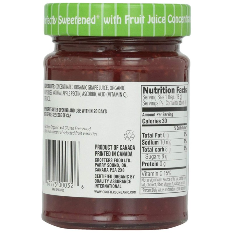 Crofter's Organic Raspberry Fruit Spread, 10 Oz Jar