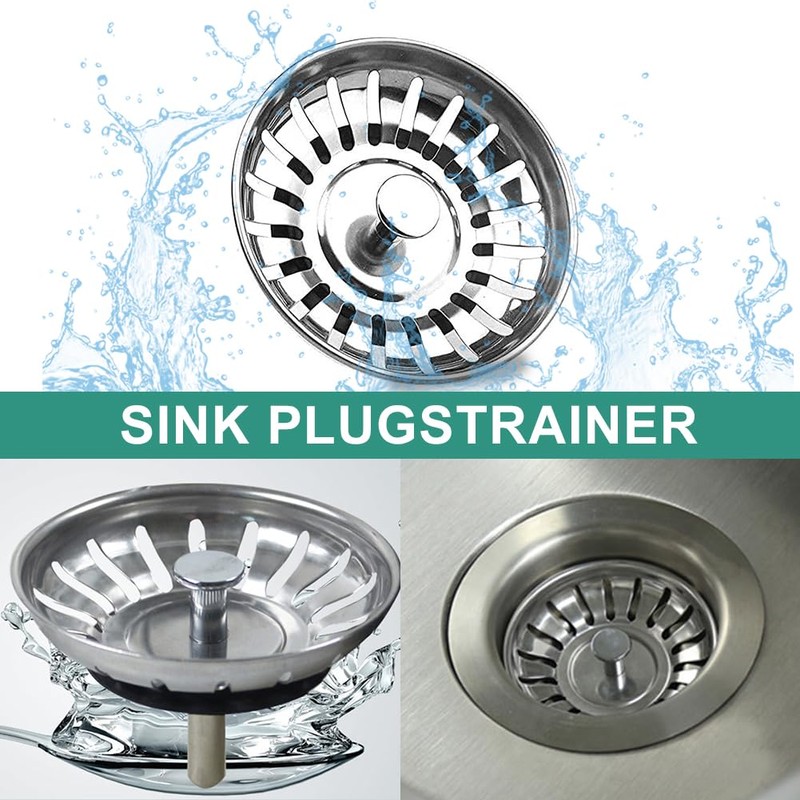 Kitchen Sink Strainer Plug, 78mm Hole Stainless Steel Sink Strainer