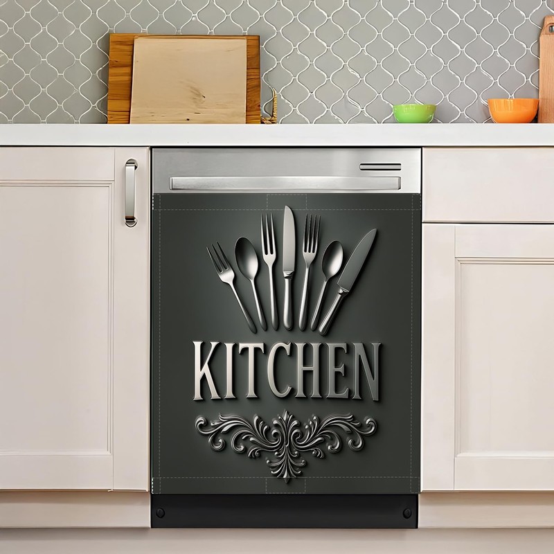 Black Kitchen Dishwasher Magnet Cover, 23x26 in Farmhouse Dishwasher Magnetic