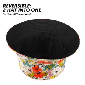 TAGVO Bucket Hats Women, Unisex Summer Reversible Print Bucket Sun Hats Packable Cotton Double Side Wear Fisherman Hat Beach Sun Hat for Outdoor
