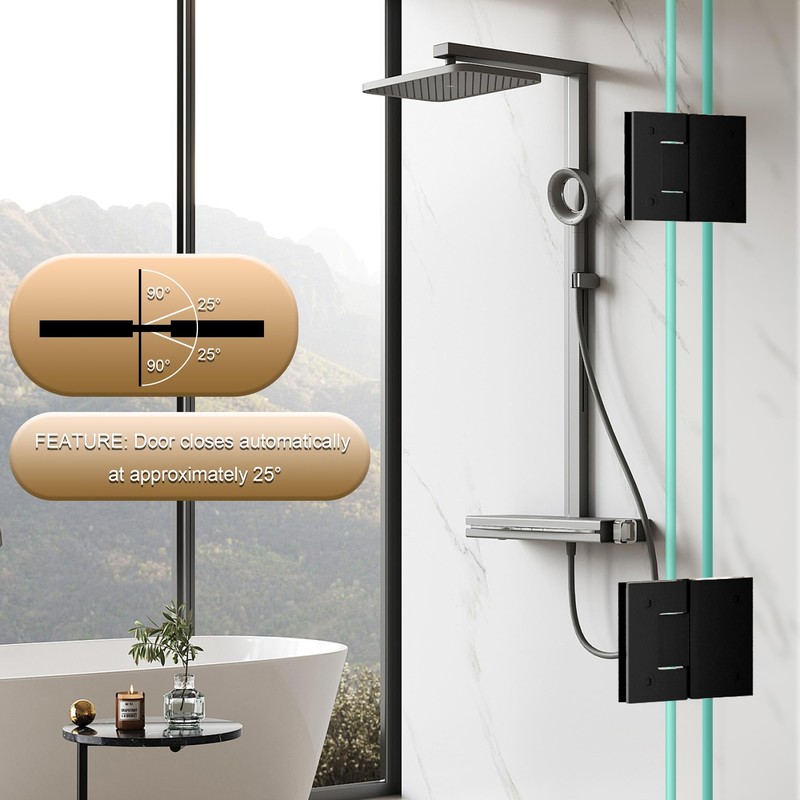 Alise Glass Shower Door Hinges, 180 Degree Shower Door Hinges