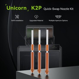 Creality K2 Plus/Hi Nozzle Kit (4Pcs) | Unicorn Quick-Swap High-Flow Nozzles 0.4/0.6/0.8mm | Steel-Tip Copper Nozzles & Titanium Alloy Heatsink | Compatible with K2 Plus/Creality Hi 3D Printer