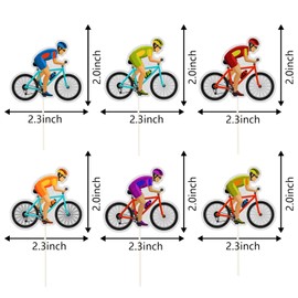 MEFENG Bicycle Happy Birthday Cupcake Toppers, Kids and Adult Birthday Cupcake Decor,Bike Theme Birthday Party Decorations, Bicycle Racing Party Supplies.(Rainbow Glitter)18Pcs