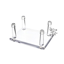 New Clear 3.4" Small 4 Four-Peg Acrylic Display Stand Holder with Vinyl Anti-Scratch Cap Guards for Fossils, Minerals, Rocks, Geodes, Duck and Goose Water Fowl Hunting Decoys (Qty 4)
