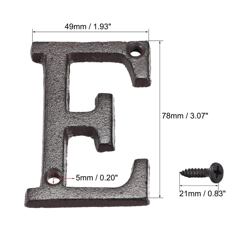 sourcing map House Letter, 3 Inch Cast Iron Letter E