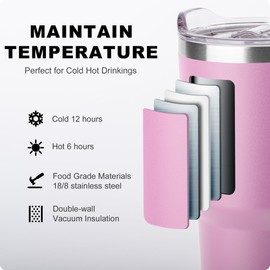 koodee Tumbler with Handle, 30 oz Stainless Steel Double Wall Insulated Tumblers with Lid and Straw Coffee Tumbler for Men and Women (Baby Pink)