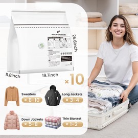 TAILI 10 Pack Vacuum Storage Bags for Travel, Cube Medium Size (25x19x11 inch), Reusable Space Saver Compression Bags for Travel