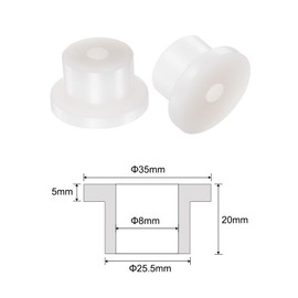 QUARKZMAN Pack of 10 Flanged Plain Bearings Plastic Bushings 8 mm Bore x 25.5 mm Outer Diameter x 20 mm Length Nylon Bushings, White