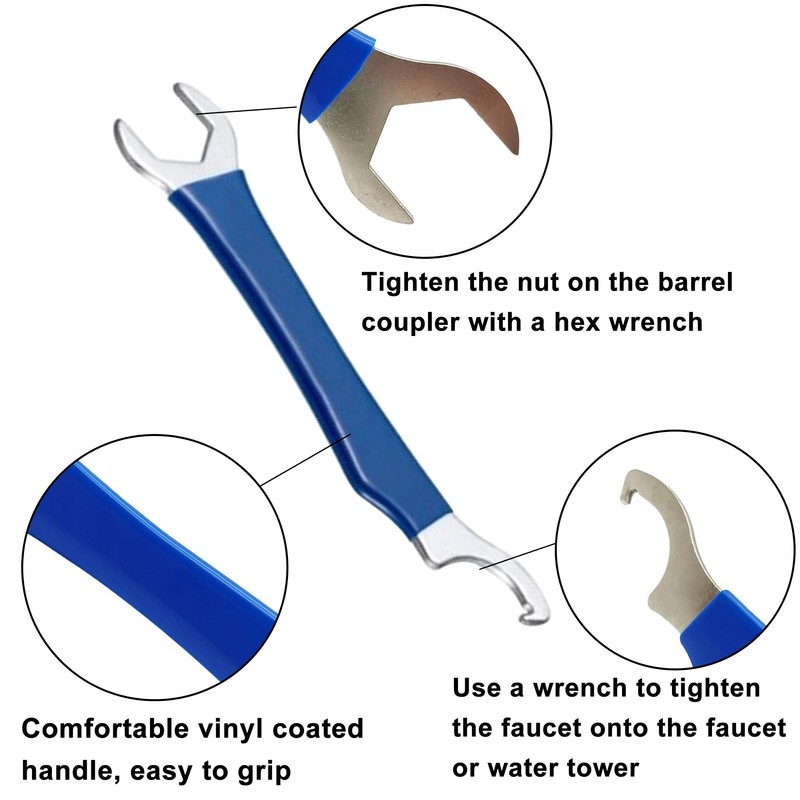 WAURCSY Beer Faucet Wrench Tool, Heavy-Duty Metal, Vinyl Coated Handle,
