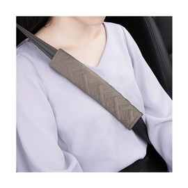 Zpana Car Seat Belt Pad, 2PCS Vehicle Seatbelt Strap Cover for Comfortable Driving, Soft Auto Interior Shoulder & Neck Cushion Protection Decor Accessories, Universal for SUV Sedan Trucks(Khaki)