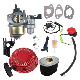 GX160 GX200 Carburetor Fit for Honda GX120 GX140 GX 160 GX168 GX200 5HP 5.5HP 6.5HP Engine, GX160 Carburetor + Recoil Starter + Ignition Coil + Black Air Filter Tune Up Kit