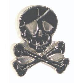 Metal Enamel Pin Badge Brooch Pirate Black Skull and Cross Bones