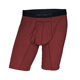 CARHARTT Men's Cotton Polyester 2 Pack Boxer Brief, Fired Brick, Large