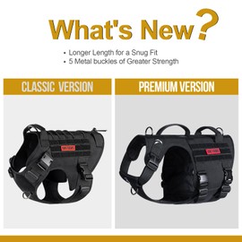 OneTigris Tactical Dog Harness for Large Dog Full Metal Buckled No Pull Dog Harness Vest with Hook & Loop Panels, Military Adjustable Easy to Put On Dog Vest Dog for Walking Hiking Training Black