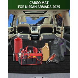 CaBYbigG Cargo Mat with Backrest Cover Cargo Liners for Nissan Armada 7 Seats 2025 Infiniti QX80 2025 Accessories Trunk Mat TPE Dog Liners