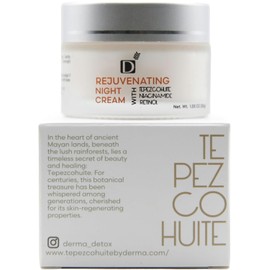 Crema rejuvenecedora de noche con tepezcohuite, retinol, y niacinamida - libre de parabenos, vegana, libre de crueldad