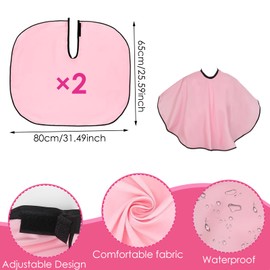 Tibapla 2Pcs Short Makeup Capes, Waterproof Nylon Barber Cape, Hair Cutting Cape with Adjustable Magic Buckle for Salon Home (Pink)