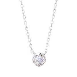 The Kiss SPD7036CB Women's Gift Accessory Gift Single Stone Silver Necklace, Christmas, Anniversary, Birthday, Wrapping Bag, Box Included, Silver, Cubic Zirconia