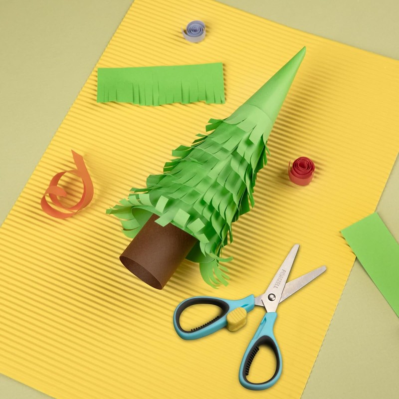 FONZELL Safety Scissors with Safety Lock - Blue 14cm