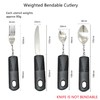 Extra Wide Handles Bendable Easy Grip Cutlery Set, Chunky Handles,
