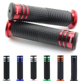 Area1 Universal Motorcycle Scooter Handlebar Grips Grip Rubbers Pack of 2 1 x 22 mm + 1 x 24-25 mm (7/8 / 1 Inch) (Red) Compatible with