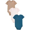 TupTam Children's Unisex Short-Sleeved Cotton Bodysuit, Set of 3, Beige