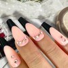 Long Press on Nails, Black French Tip Long Nails, Fake/False