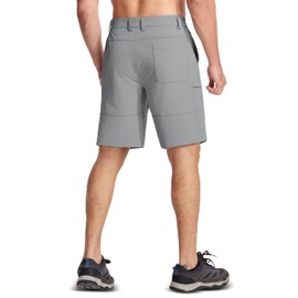 MAGCOMSEN Cargo Shorts for Men Quick Dry Lightweight 10" Golf Shorts Elastic Waist Hiking Summer Travel Light Grey, 40