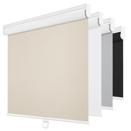 ChrisDowa Cordless Blackout Roller Shades for Windows, Thermal Insulated UV Protection Pull Down Shades, Total Blackout Window Blinds for Home, Office, Bedroom, Door (57" W x 72" H, Beige)