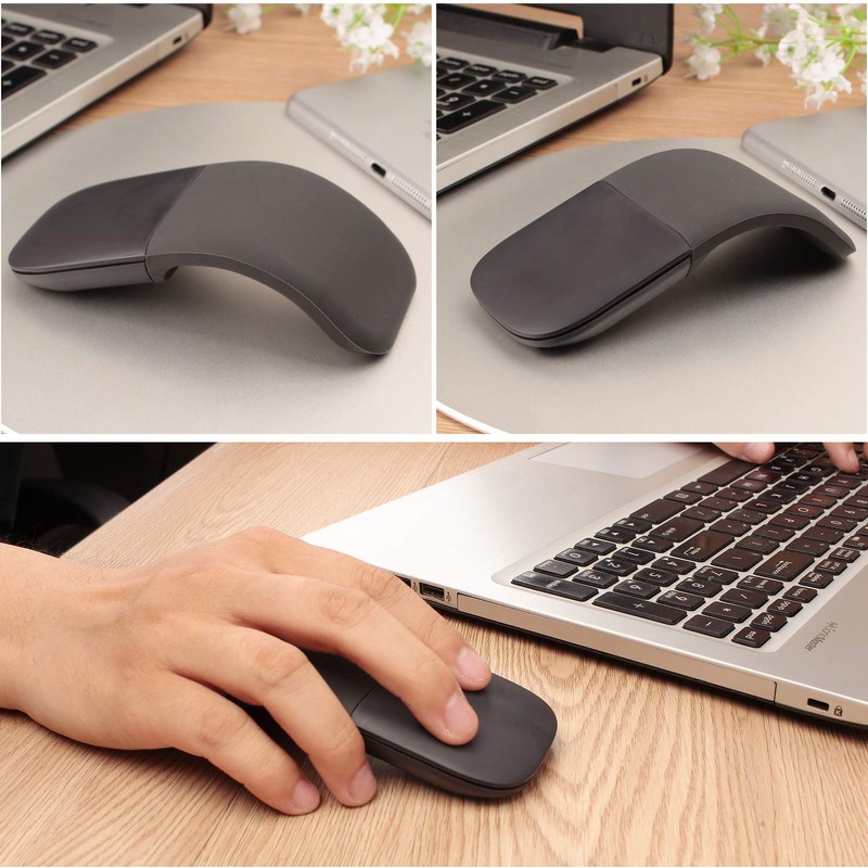 Foldable Mouse Bluetooth Folding Wireless Mice with Touch Panel-Black