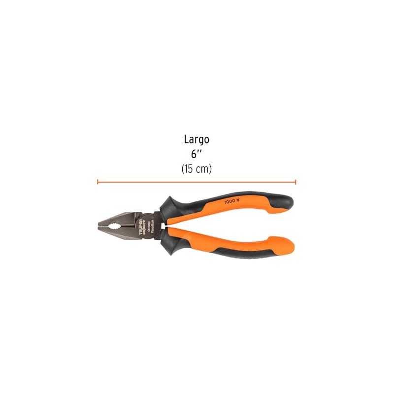 Truper Expert T201-6X, Pinza para electricista 6" alta palanca Comfort