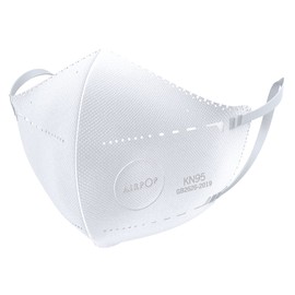 AIRPOP, Pocket Reusable Washable Face Mask 4 Pk 4-Layer Face Mask Contoured Fit Lightweight Design Face Masks for Adults Children for Repeated Wear 4 Pk, White, 1 Metre