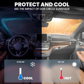 Car Windshield Sun Shade, Front Windshield Shade for Sun, Reflective Sunshade for Ultimate Protection, Overlapping Design, Fits Small Sedans, Mini SUVs, Hatchbacks- 59x31.5 inches