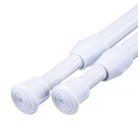 MUHOO 2PCS Extendable Curtain Poles, No Drilling Net Curtain Rods, Spring Tension Rod for Kitchen, Cupboard, Bathroom, Window - White, 30-50 CM/11.89-19.69 Inch (2 PCS)