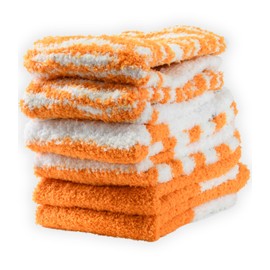 Tipi Toe Women's 3-Pairs Cozy Microfiber Anti-Skid Soft Orange White Colored Leopard Striped Patterned Fuzzy Crew Socks, FZ41-A-T1