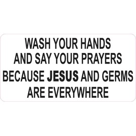 StickerTalk Jesus and Germs Are Everywhere Vinyl Sticker, 4 inches by 2 inches