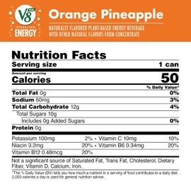 V8 +SPARKLING ENERGY Orange Pineapple Energy Drink, Made with Real Vegetable and Fruit Juices, 11.5 Ounce Can