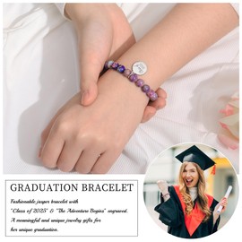 Sistble Class of 2025 Gifts, College Graduation Gifts for Her 2025 Graduation Bracelet Inspirational Gifts for Women Friends Beaded Bracelets High School Grade Graduation Jewelry