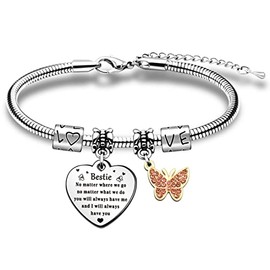QMVMV Bestie Bracelets Gifts Best Friend Gift for Her Sister Women Girl Birthday Christmas Friendship Heart Bracelets Present