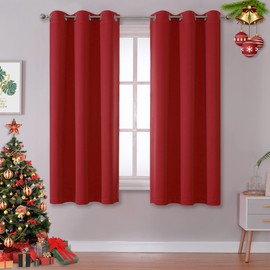 DUALIFE - Cortinas opacas rojas para recámara de 54 pulgadas de largo, oscurecimiento de habitación, aislamiento térmico, cortinas cortas de cocina con ojales, paneles de cortina de 38 x 54 pulgadas de largo