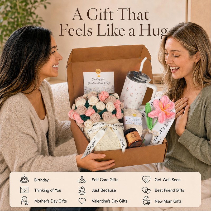 Care Package for Women with Flower Bouquet Blanket, Get Well