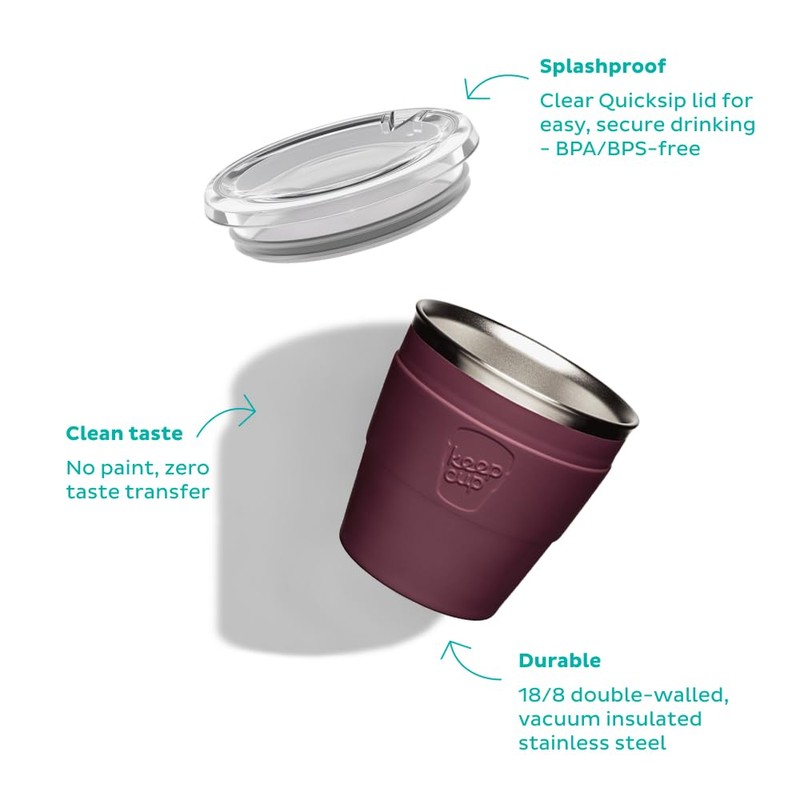 KeepCup Thermal QuickSip - Vacuum Insulated Stainless Steel, Reusable Coffee