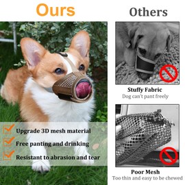 Dog Muzzle Soft Mesh Muzzle - Adjustable Breathable Dog Muzzle, Dog Mask, Mouth Cover for Anti-Biting Anti-Barking, Allows Panting Drinking (Size S (Snout 15-21CM))