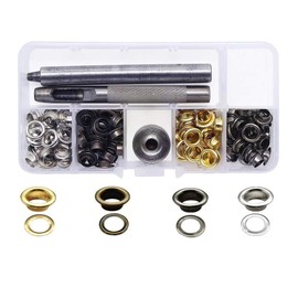 Wolfride Double Sided Eyelet, Punch Set, 0.2 inches (6 mm), Leathercraft, 4 Colors, 120 Pairs Snap Button, Leather, Brass, Grommets, Sealing Washers, DIY Supplies, Handmade Materials for Clothes,