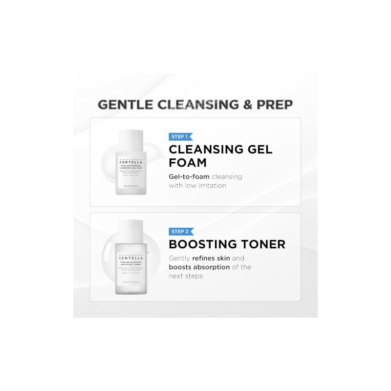 SKIN1004 Madagascar Centella Tone Brightening Travel Kit, con Tónico, Ampolla,