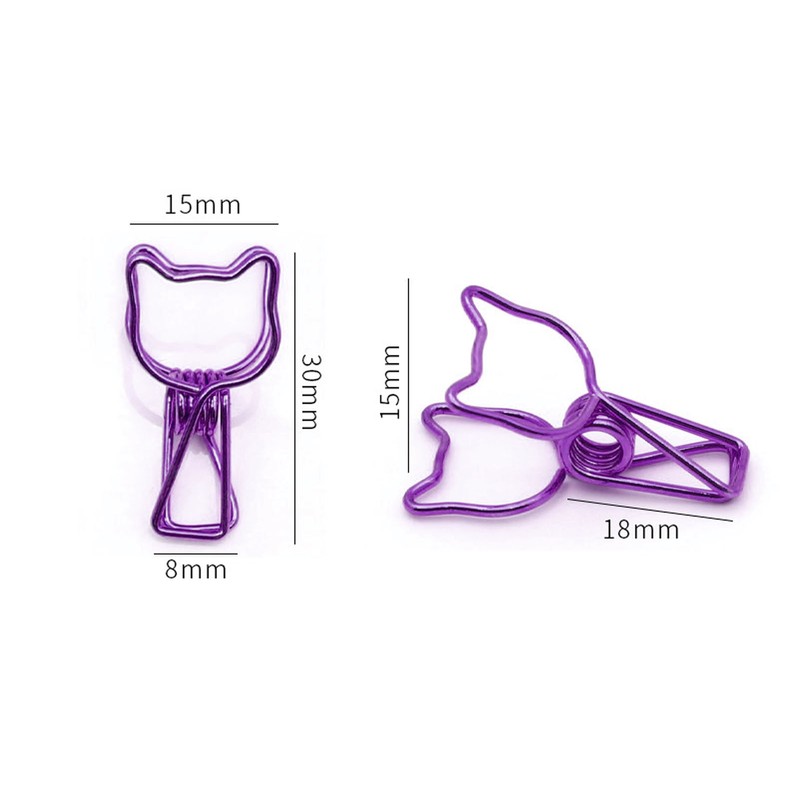 100pcs Cat Binder Clips Cute Cartoon Strong Clamping Force Metal