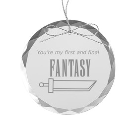 Ravanox 'You're My First and Final Fantasy' Engraved 3.25" Round Clear Glass Video Game Player Ornament for Gamers, Gaming Couples 2025