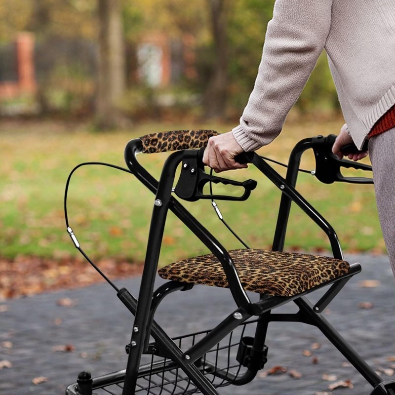Gomyblomy Leopard Print Rollator Walker Seat and Backrest Covers Dust