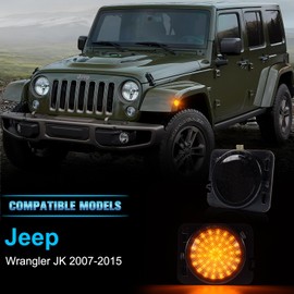 POPMOTORZ LED Side Indicator Indicator for J-eep Wrangler JK 2007-2015 with Canbus Error Free 4014 SMD Black Pack of 2